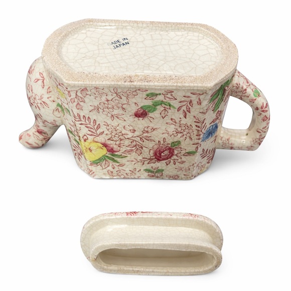 Chintz Japanese Teapot Crackle Glaze Floral Square Shape Made in Japan Vtg 3.5" - Picture 5 of 8